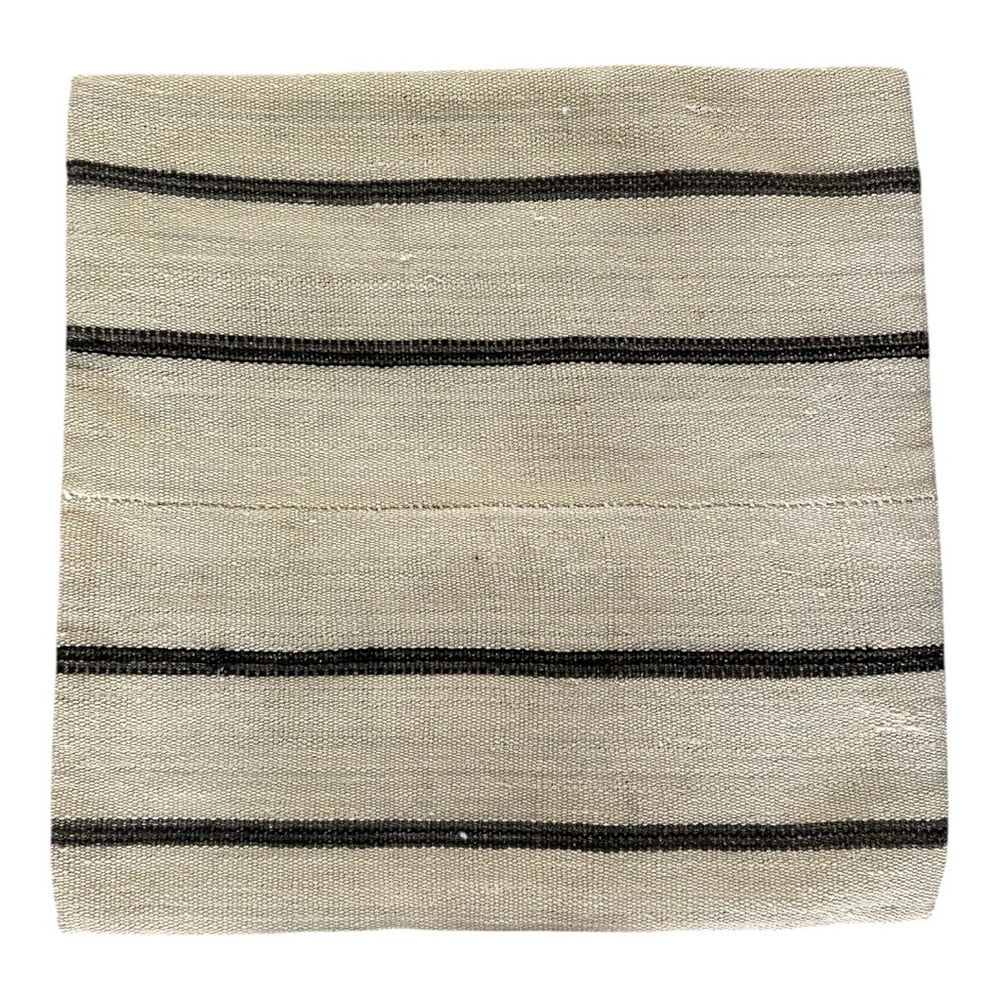 Cream and Black Kilim Striped Accent Pillow